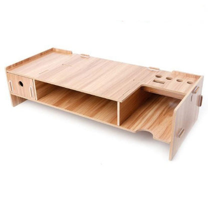 Wooden Monitor Stand Riser Computer Desk Organizer With Keyb